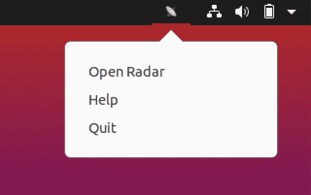 radar linux tray icon click